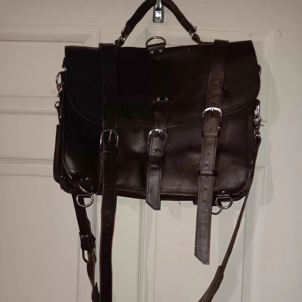 Motorcycle Brown Leather Saddlebag Metel Ring To Clip On Bike Steaps⁹